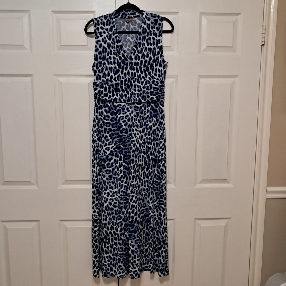 Vince Camuto Blue and Black Patterned Maxi Dress